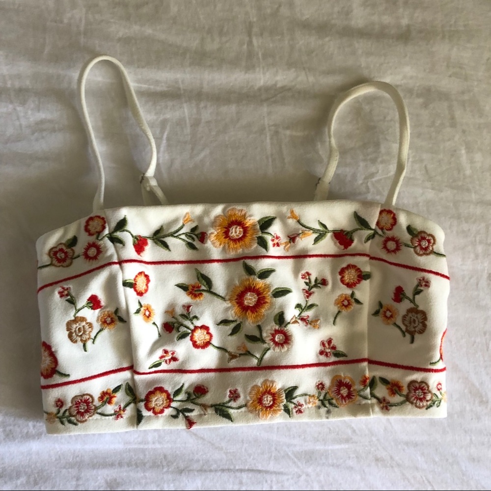 Forever 21 Floral Embroidered Cropped Cami